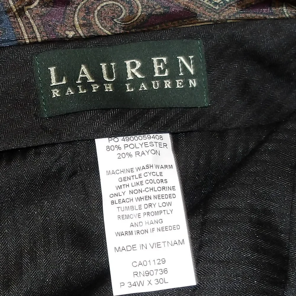 Lauren Ralph Lauren‎ Classic Gray Dress Pants Pleated Front Green Label 34x30